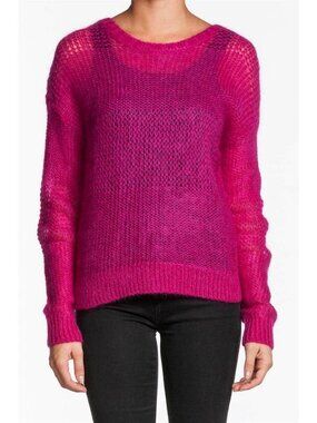 360 Sweater Hannah Fuchsia crochet pink round mohair knitted Top Designer NEW